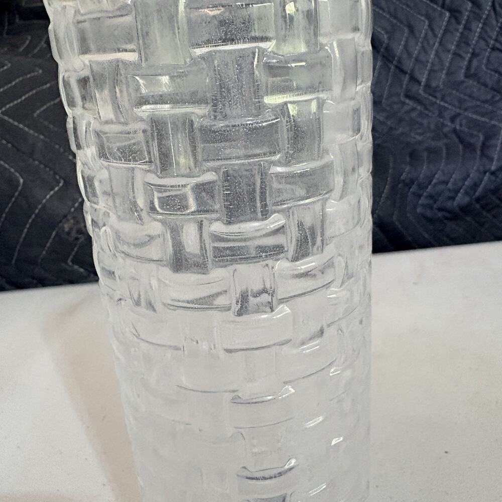 MIKASA Basketweave Vase Celebrations Crystal Round Vase 7.75” - Picture 2 of 5